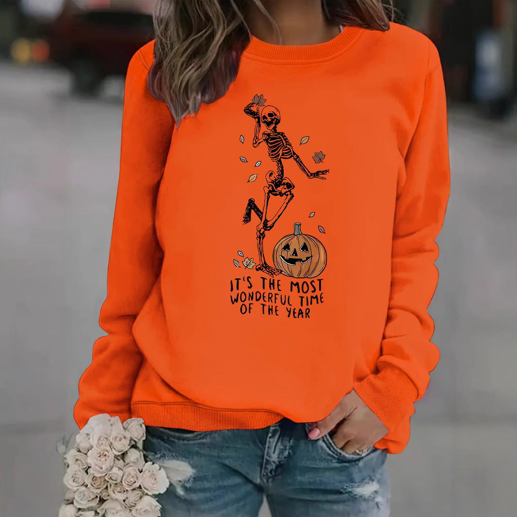 Pumpkin Skull Pullover Sweatshirt