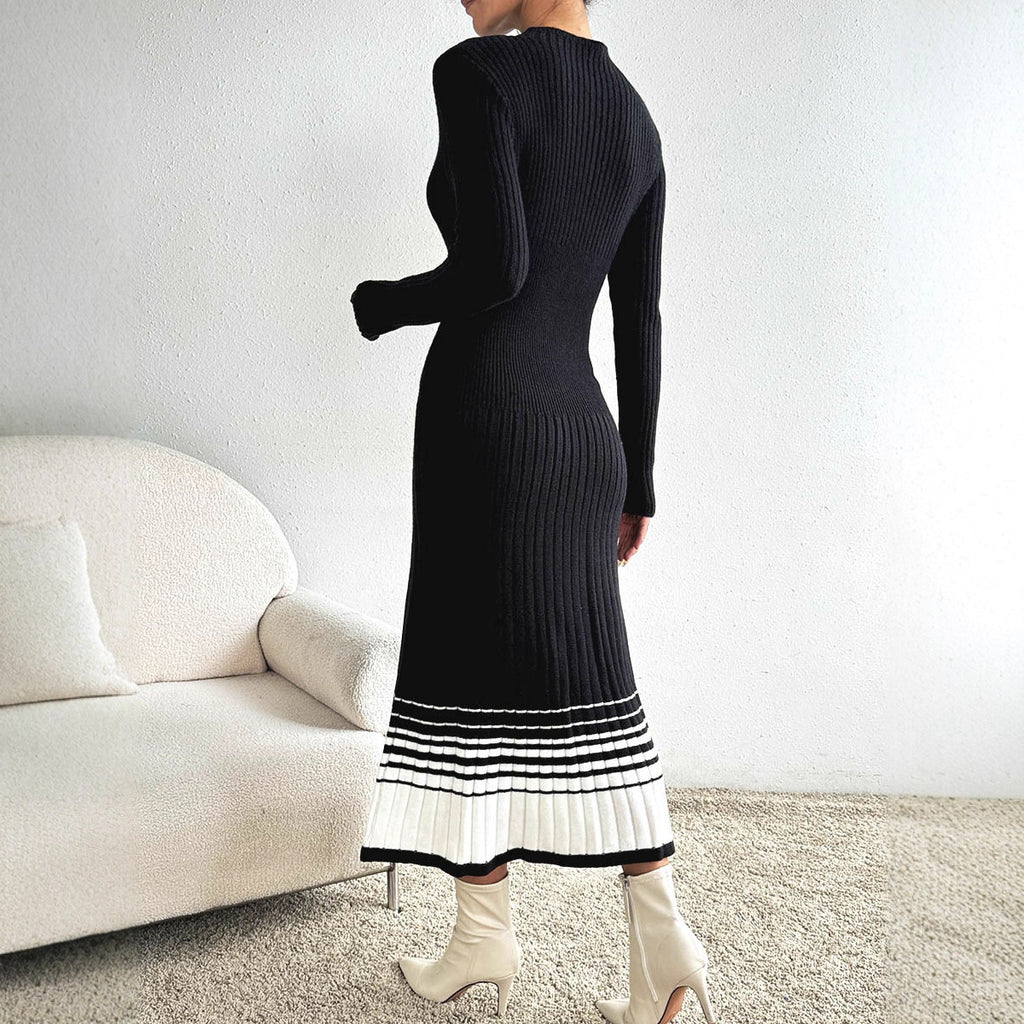 Black and White Stripe Knit Dress