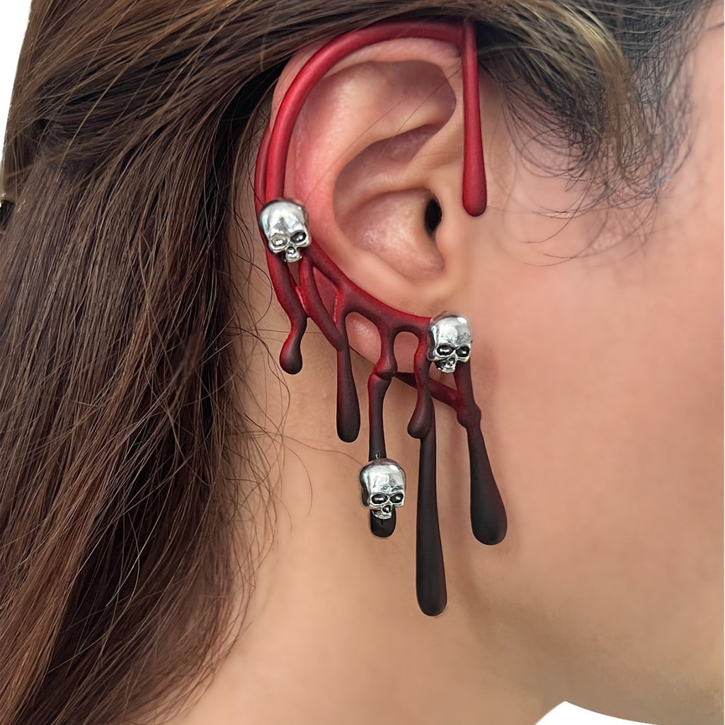 Halloween earrings exaggerated lava earrings retro wine red personality cold style earrings