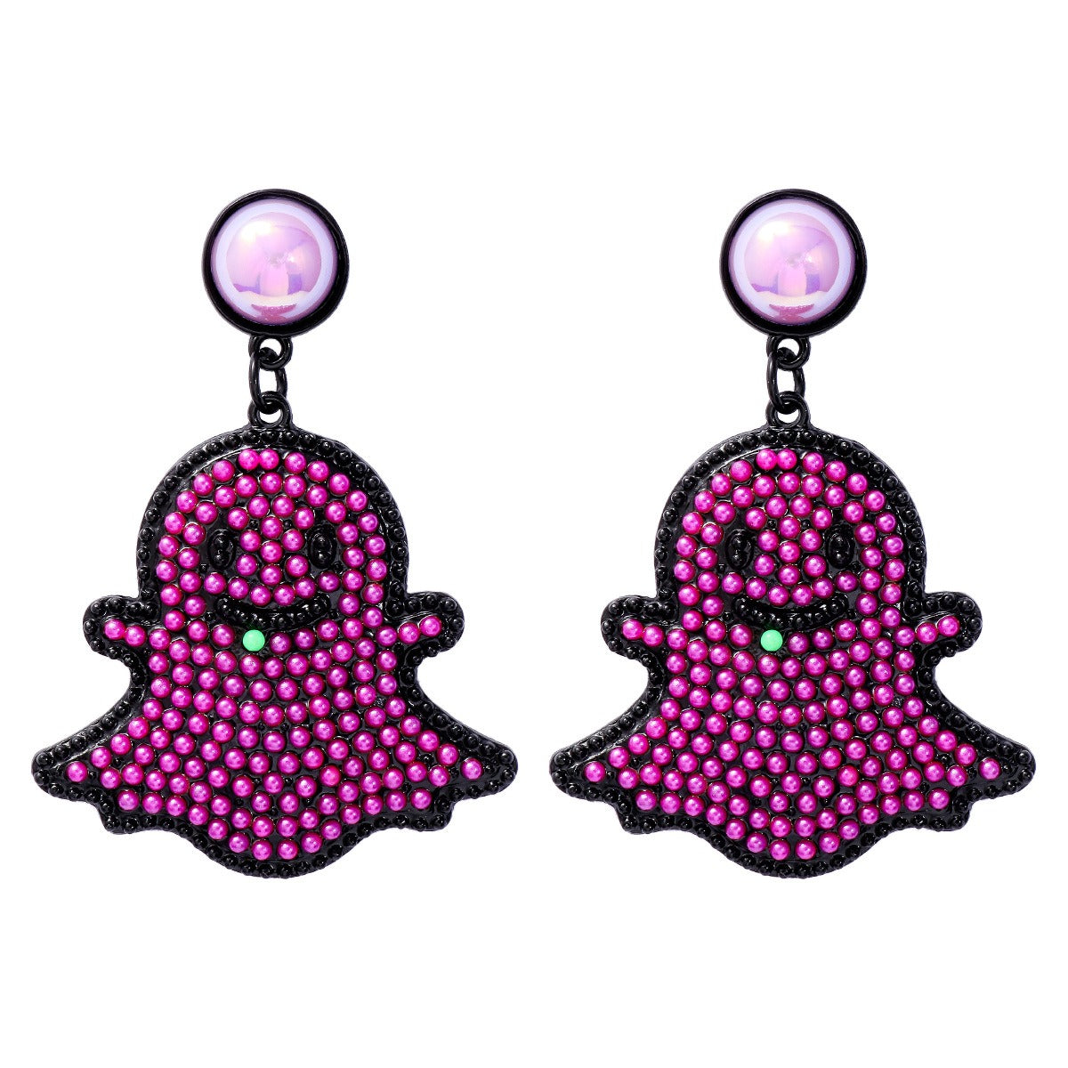 Cartoon funny and cute little ghost pearl ghost face earrings Halloween ghost earrings