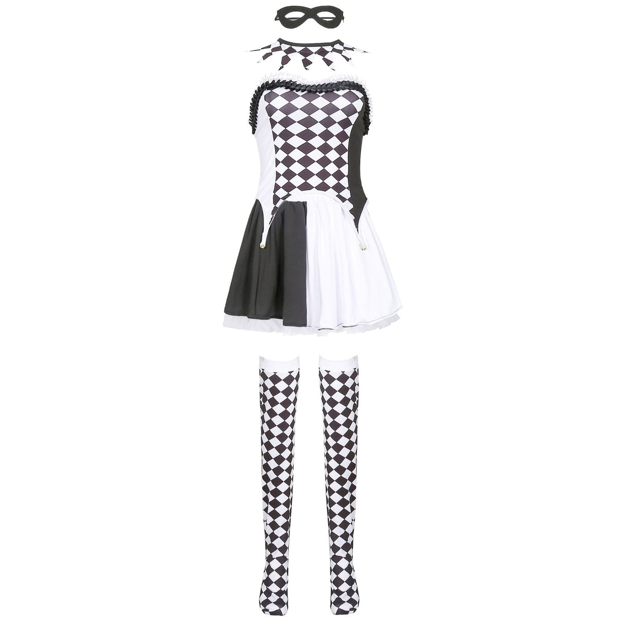 Vampire Clown Costume Halloween Outfit Devil Costume Role Play Checkered Jester Costume