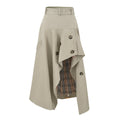 Plaid High Waist Asymmetrical A-Line Flared Skirt