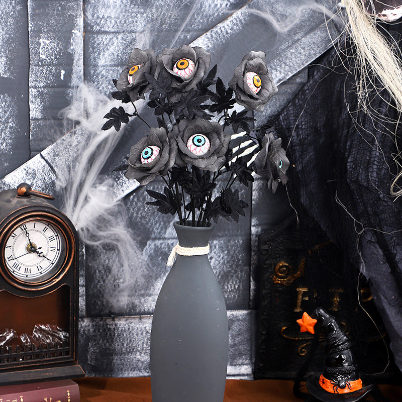 Halloween Decorations Horror Eyeball Maple Leaf Stem Bouquet Halloween Home Party Decoration
