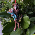 New Halloween Decoration Hanging Ornament Krampus Demon Grabbing Child Christmas Gift Resin Craft Art