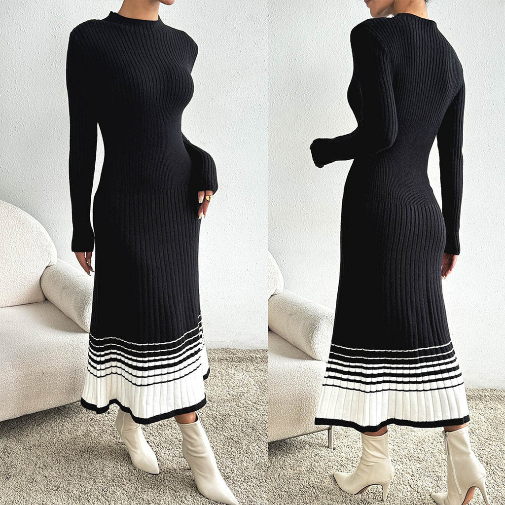 Black and White Stripe Knit Dress