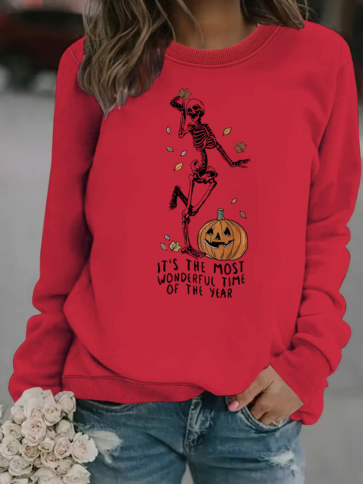 Pumpkin Skull Pullover Sweatshirt