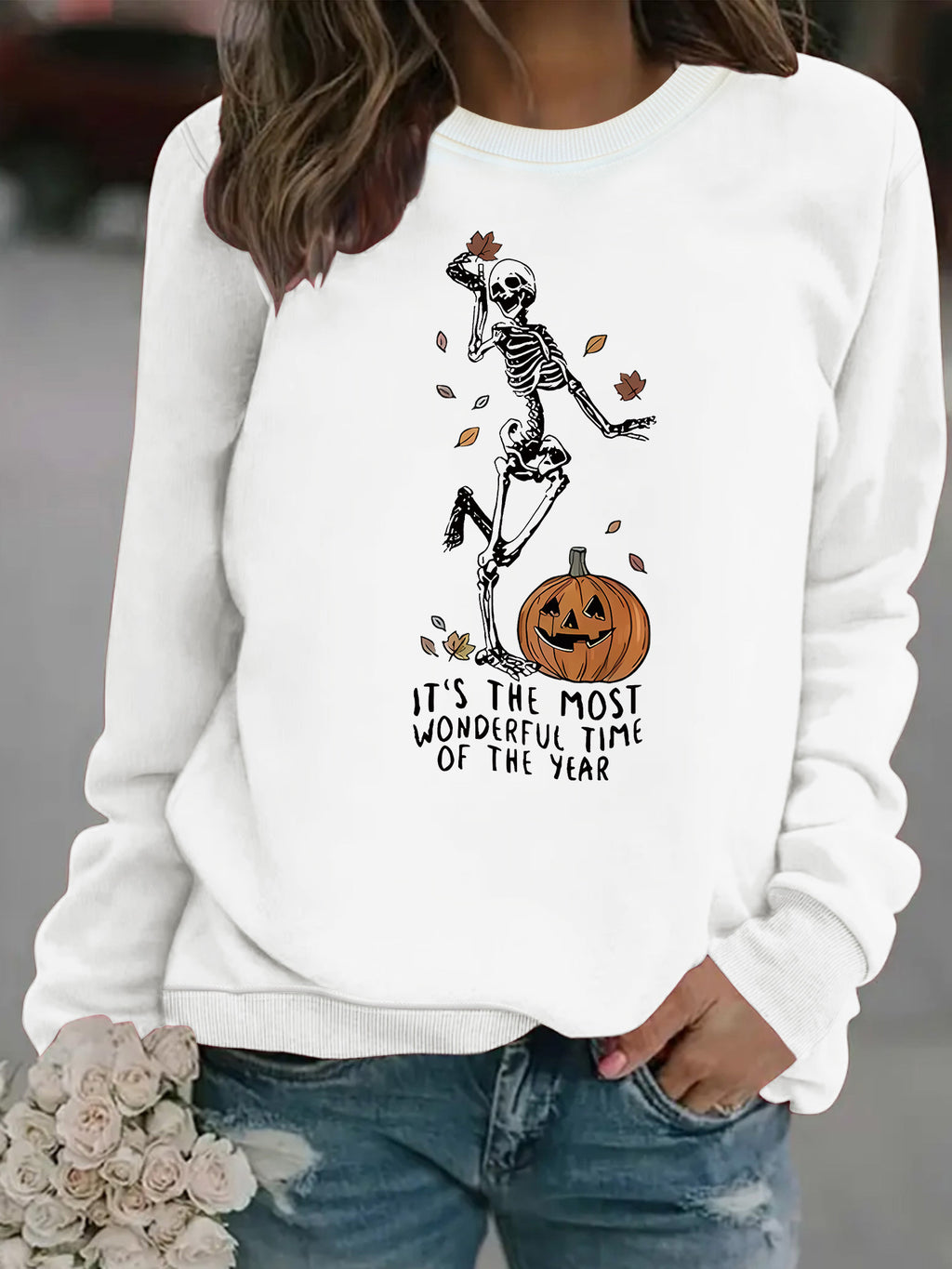 Pumpkin Skull Pullover Sweatshirt