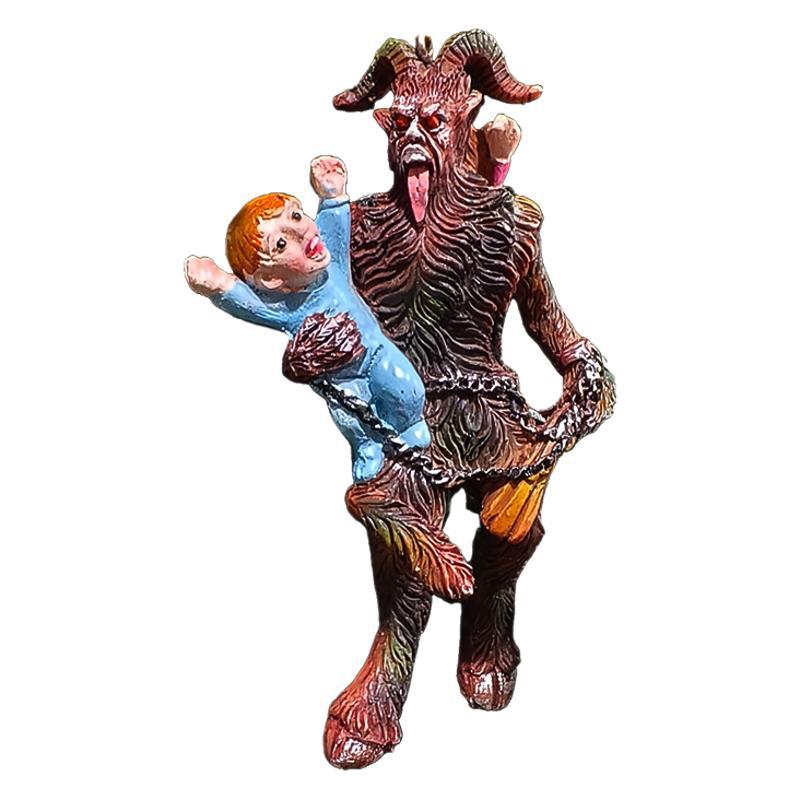 New Halloween Decoration Hanging Ornament Krampus Demon Grabbing Child Christmas Gift Resin Craft Art