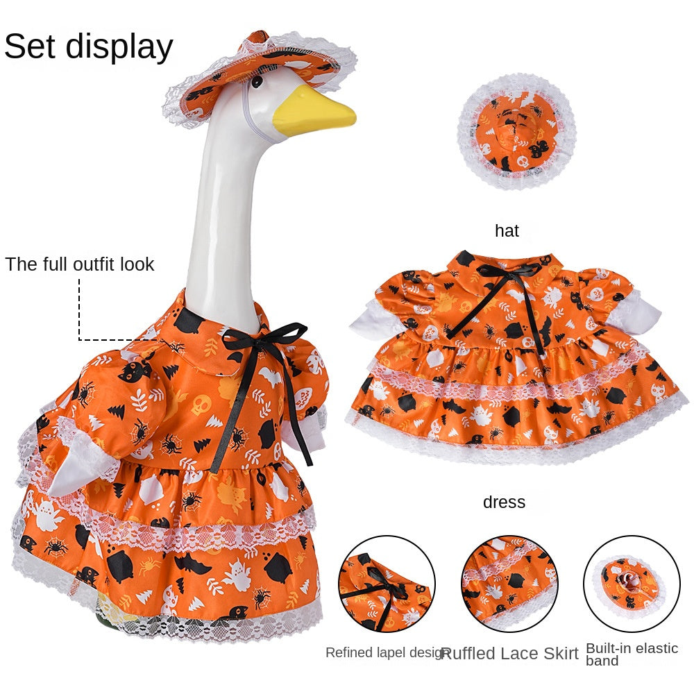 Halloween Porch Goose Costume, White Goose Outfit with Hat Set, Yard Decoration