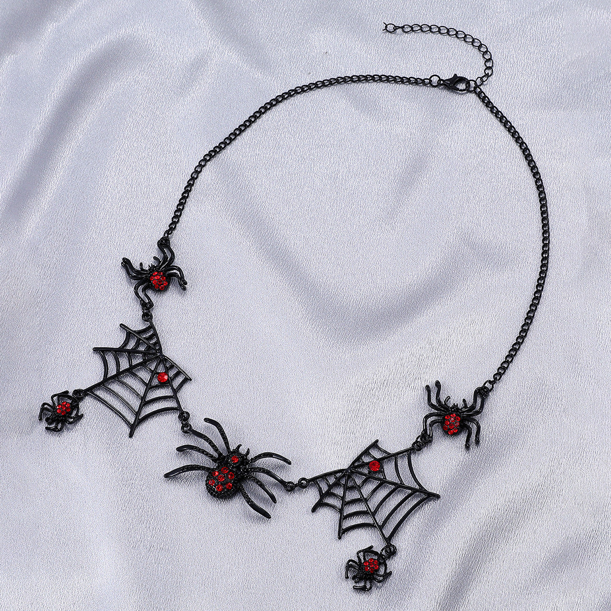 Halloween Creative Spider Necklace Personality Funny Dark Spider Web Short Collarbone Chain Trend