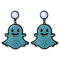 Cartoon funny and cute little ghost pearl ghost face earrings Halloween ghost earrings