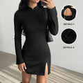 Long sleeved slit short skirt