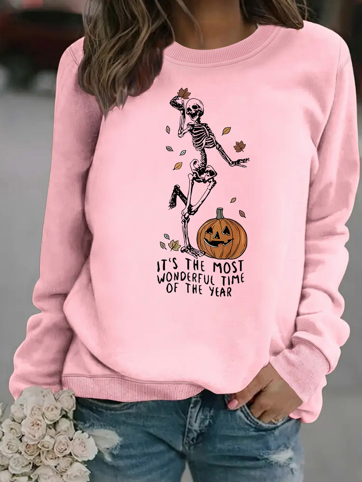 Pumpkin Skull Pullover Sweatshirt