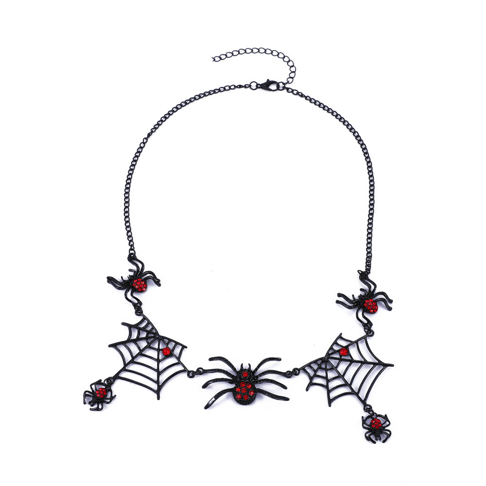 Halloween Creative Spider Necklace Personality Funny Dark Spider Web Short Collarbone Chain Trend