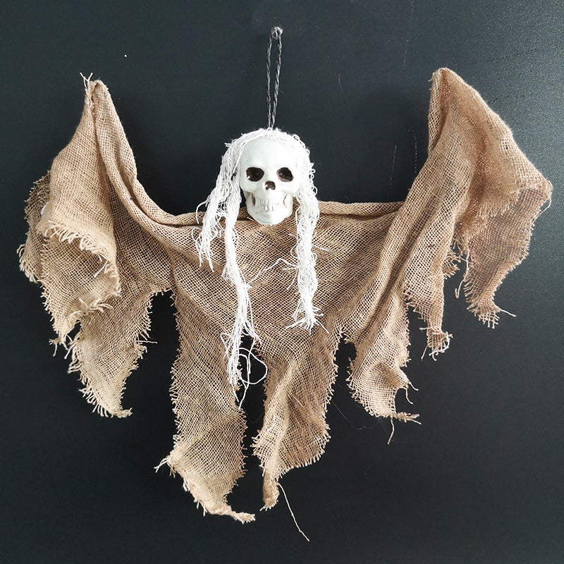 Creepy Skeleton Face Skull Head Hanging Ghost Decoration Horror Haunted House Halloween Props Supplies