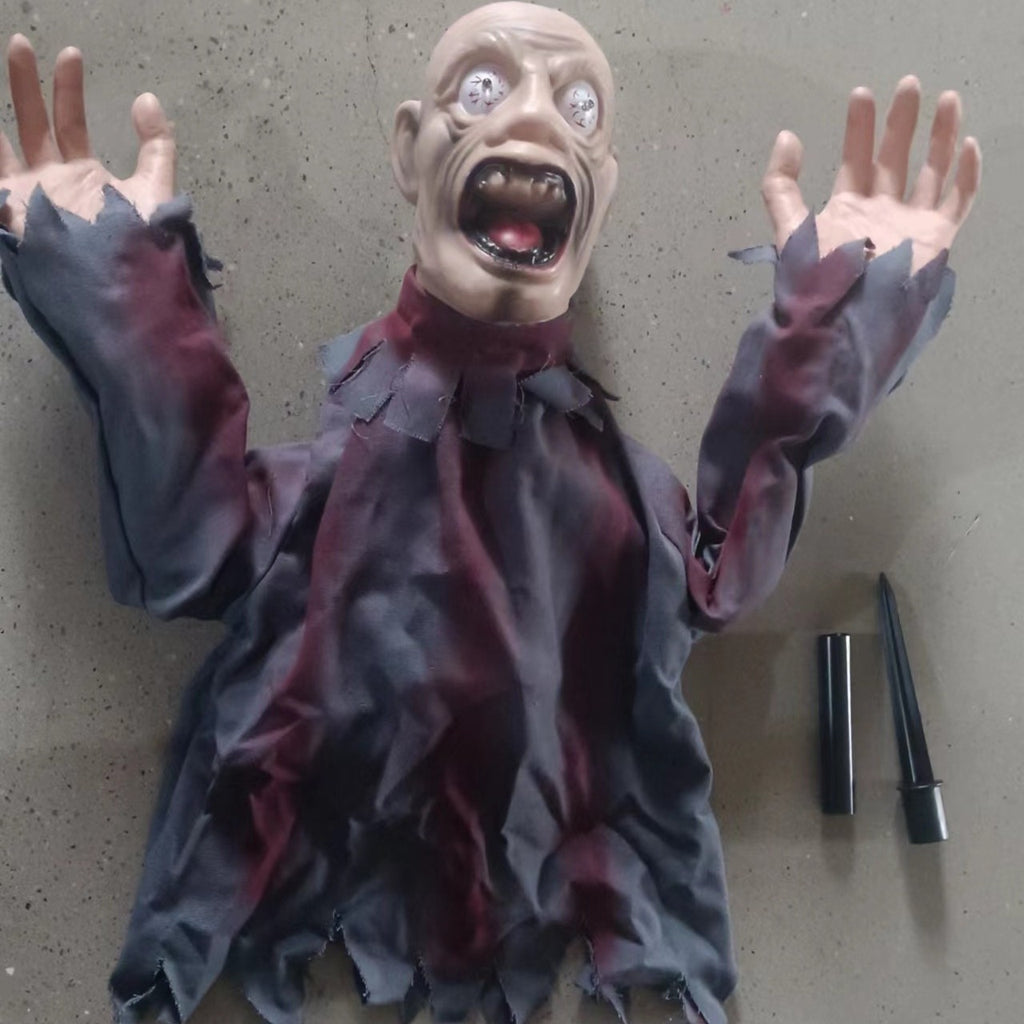 Halloween Horror Decoration Ground Stake Large Swinging Ghost Sound-Controlled Scary Prop