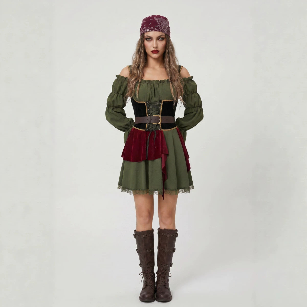 Halloween Adult Medieval Vintage Women's Pirate Cosplay Caribbean Pirate Stage Costume