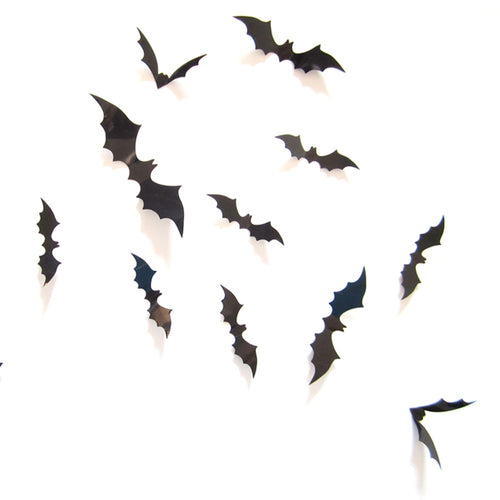 12pcs Halloween Decoration Black 3D DIY PVC Bat Wall Sticker Decal Home Halloween Decoration