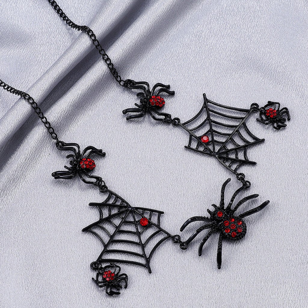 Halloween Creative Spider Necklace Personality Funny Dark Spider Web Short Collarbone Chain Trend
