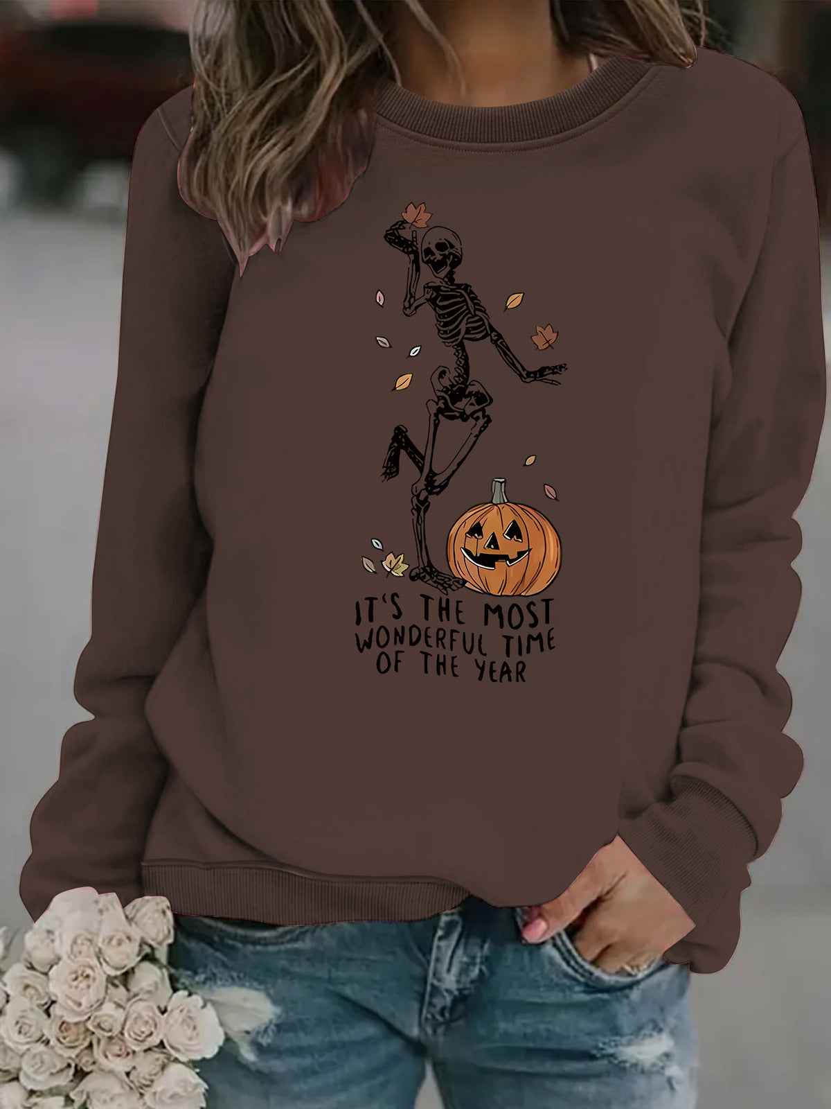 Pumpkin Skull Pullover Sweatshirt