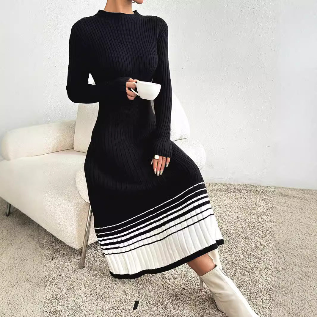 Black and White Stripe Knit Dress