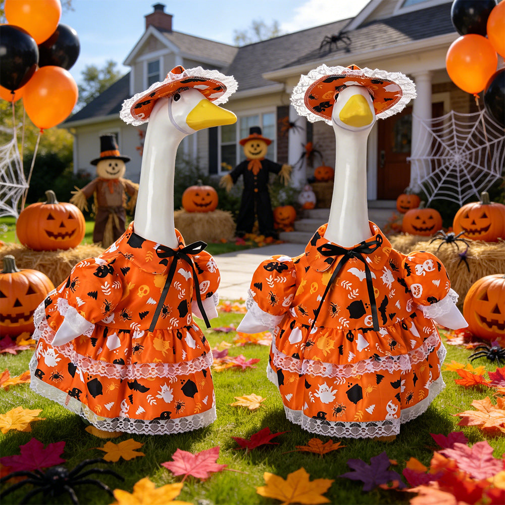 Halloween Porch Goose Costume, White Goose Outfit with Hat Set, Yard Decoration