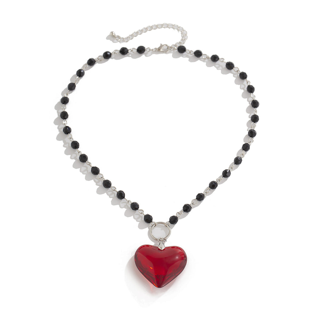 Heart shaped pendant necklace, Halloween personalized bead crystal collarbone chain