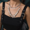 Halloween dark acrylic skull necklace female exaggerated metal chain punk cross necklace
